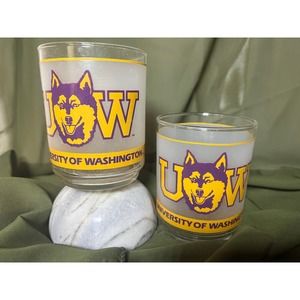 University of Washington Huskies rocks glasses (pair) - Mobil UW